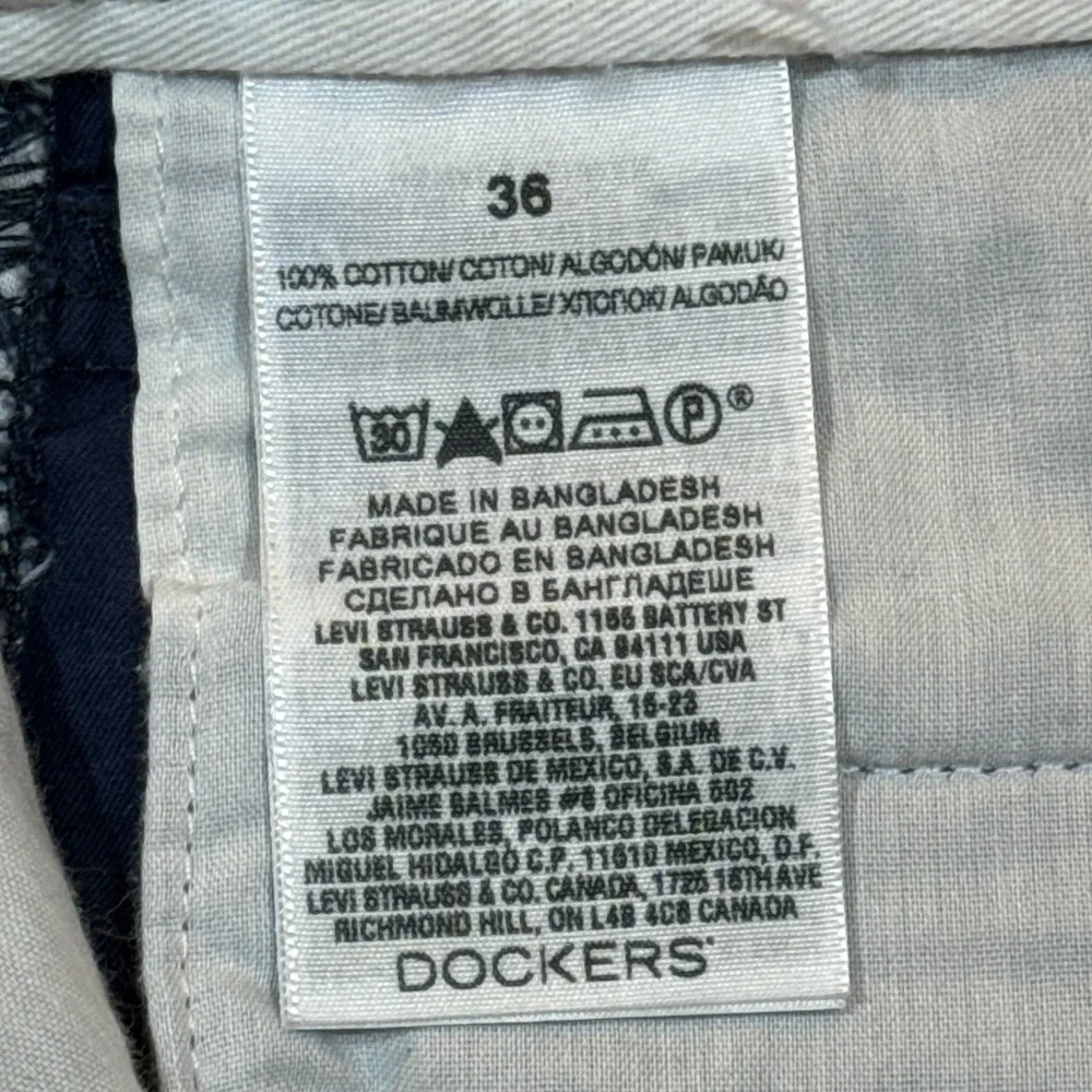 Dockers Chino Shorts Mens 36 Navy Blue Flat Front Cotton Preppy Casual